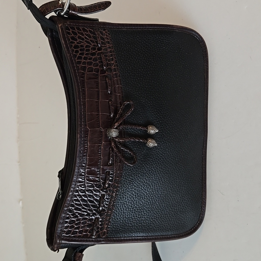 BRIGHTON Vintage Black Leather Crossbody Bag